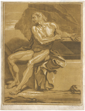 Lot 5464, Auction  114, Kirkall, Elisha, Sitzender männlicher Akt, neben einem offenen Sarkophag sitzend