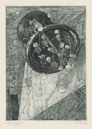 Lot 5605, Auction  114, Gering, Andreas, "Friedensglocken". Schabernack treibende Gerippe in der Glockenstube