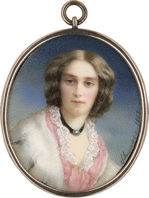 Lot 6435, Auction  114, Schwager, Richard, Bildnis einer jungen Adeligen mit Hermelinstola über rosa Schal