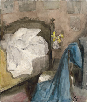 Lot 6737, Auction  114, Debat-Ponsan, Edouard, Blauer Morgenmantel am Bett