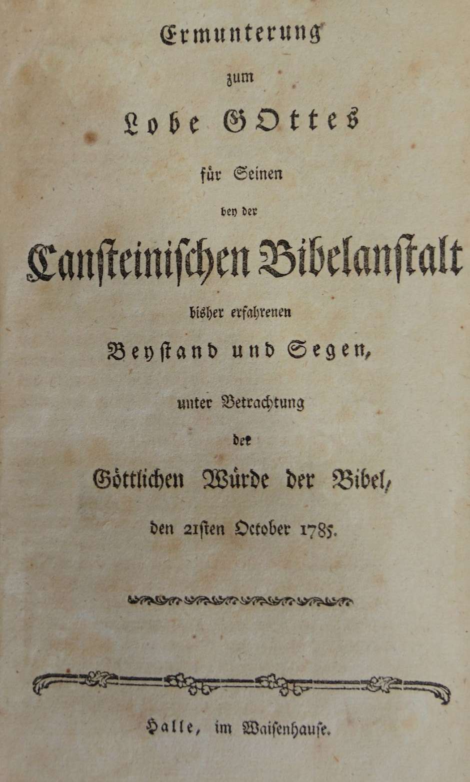 Lot 1274, Auction  115, Fabricius, Sebastian Andreas, Ermunterung zum Lobe Gottes