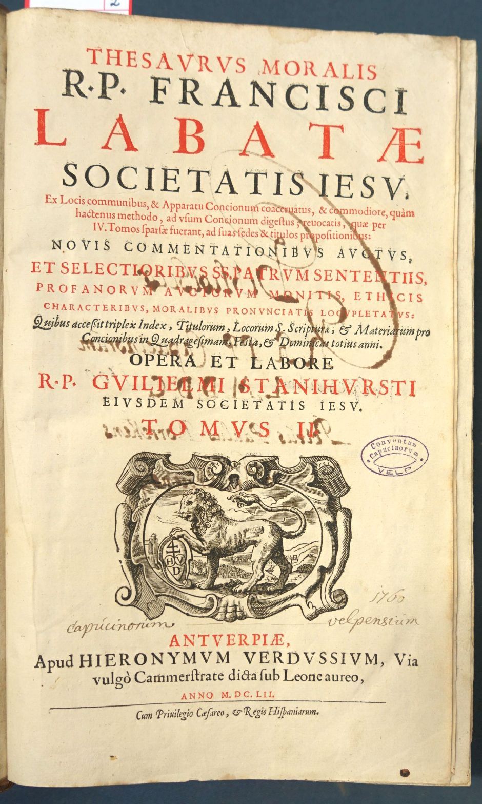 Lot 1298, Auction  115, Labata, Francisco, Thesaurus moralis