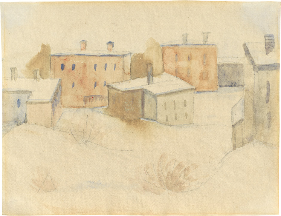 Lot 3168, Auction  115, Hesse, Hermann, Häuser im Winter im Tessin (Aquarell)