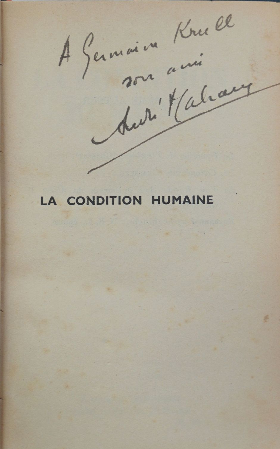 Lot 3296, Auction  115, Malraux, André, La condition humaine