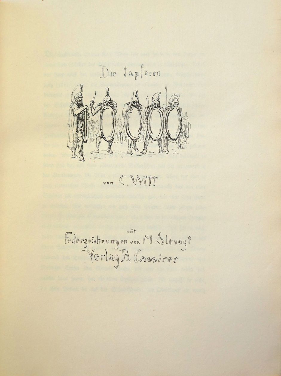 Lot 3424, Auction  115, Witt, Carl und Slevogt, Max, Die tapferen Zehntausend. Berlin, B.Cassirer, 1922