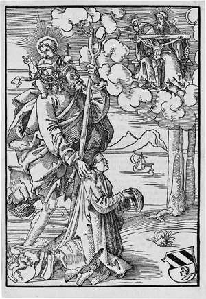 Lot 5218, Auction  115, Traut, Wolf, Christoph Scheurl mit dem hl. Christophorus vor dem Gnadenstuhl