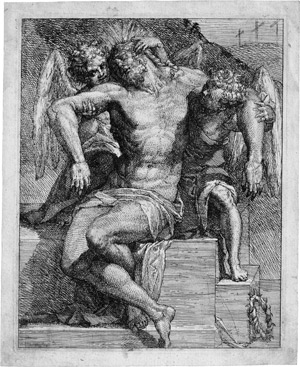 Lot 5300, Auction  115, Österreich, frühes 18. Jh. . Christus am Grab von zwei Engeln getragen