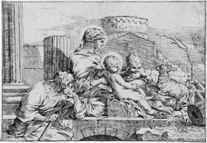 Lot 5467, Auction  115, Bourdon, Sébastien, Die Heilige Familie mit dem Johannesknaben und dem Lamm