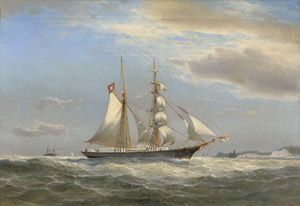 Lot 6051, Auction  115, Hünten, Franz Johann Wilhelm, Der Hamburger Schoner "Alice" vor der Küste auf ebwegter See