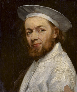 Lot 6108, Auction  115, Deutsch, um 1840. Selbstbildnis eines Künstlers mit weißer Schirmkappe.