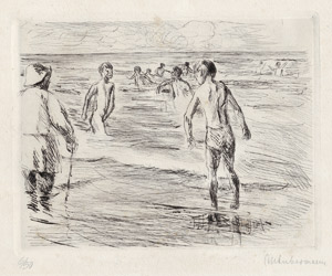 Lot 7242, Auction  115, Liebermann, Max, Badende Jungen, links Strandwächter