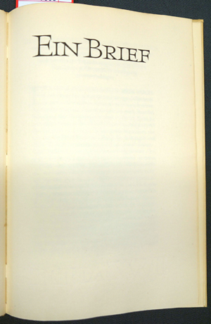 Lot 3303, Auction  116, Hofmannsthal, Hugo von und Ernst Ludwig Presse, Ein Brief