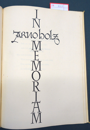 Lot 3307, Auction  116, Holz, Arno, In memoriam Arno Holz