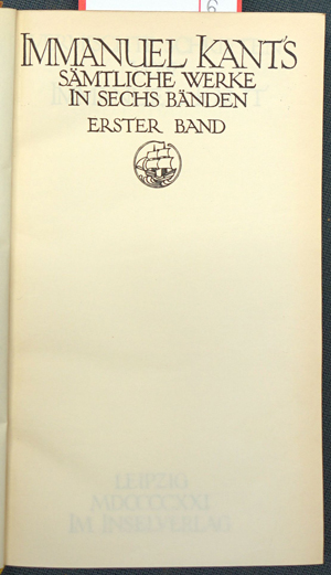 Lot 3334, Auction  116, Kant, Immanuel und Insel-Verlag, Sämtliche Werke