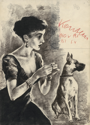 Lot 3342, Auction  116, Jensen, Ole, 10 Entwürfe für Karikaturen. Originale Kohlezeichnungen 