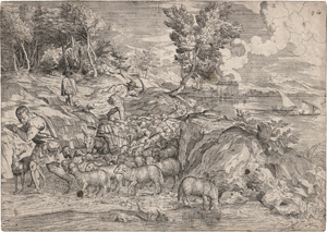 Lot 5701, Auction  116, Tizian, Hirten mit einer Herde in einer Landschaft