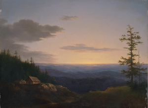 Lot 6040, Auction  116, Dresdener Schule, um 1830. Voralpenlandschaft bei Sonnenuntergang