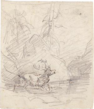 Lot 6332, Auction  116, Gauermann, Friedrich, Hirsch in einem Waldstück