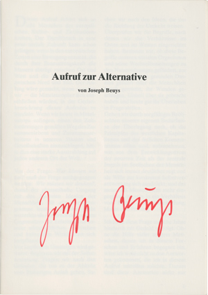 Lot 7033, Auction  116, Beuys, Joseph, Aufruf zur Alternative