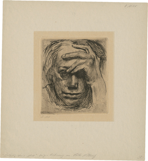 Lot 7238, Auction  116, Kollwitz, Käthe, Selbstbildnis mit der Hand an der Stirn