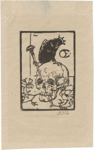 Lot 7337, Auction  116, Orlik, Emil, Schädel und gekrönter Vogel (Signum EO)