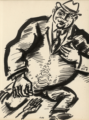 Lot 8253, Auction  116, Masereel, Frans, Mann mit Hut, einem Bettler Geld gebend