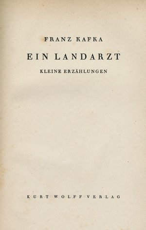 Lot 3225, Auction  117, Kafka, Franz, Ein Landarzta