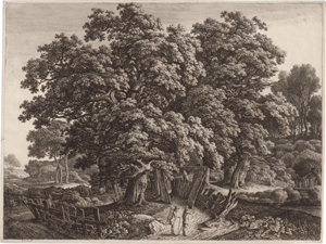 Lot 5272, Auction  117, Kolbe, Carl Wilhelm, Eichen in einem großen Geviert aus Planken, vorn zwei Männer