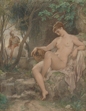 Lot 6197, Auction  117, Deutsch, um 1860. Quellnymphe von einem römischen Krieger erspäht