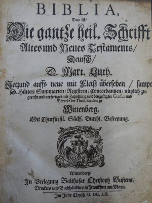 Lot 1089, Auction  118, Biblia germanica, Biblia, das ist die gantze heil. Schrifft Altes und Neues Testaments