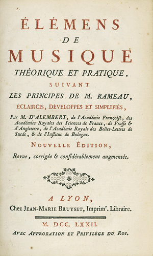 Lot 2744, Auction  118, Alembert, Jean-Baptiste le Rond d', Élémens de musique