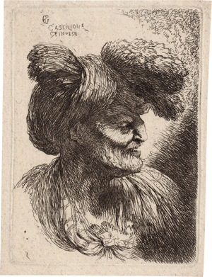 Lot 5439, Auction  118, Castiglione, Giovanni Benedetto, Alter Mann nach rechts mit Pelz besetztem Turban