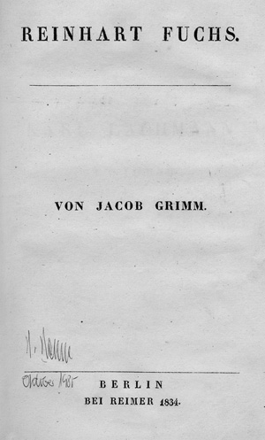 Lot 2071, Auction  119, Grimm, Jacob, Reinhart Fuchs