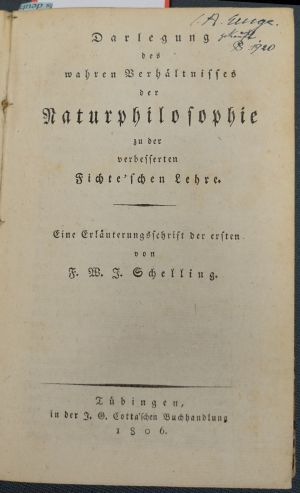 Lot 2185, Auction  119, Schelling, Friedrich Wilhelm Joseph von, Darlegung des wahren Verhältnisses