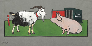 Lot 2212, Auction  119, Osswald, Eugen, 3 signierte Orig.-Farbzeichnungen mit Tiermotiven