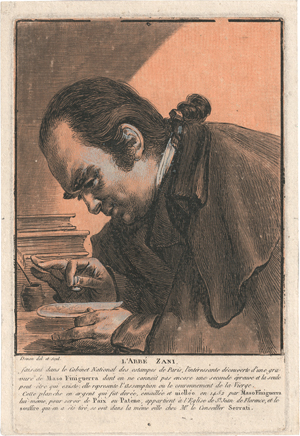 Lot 5315, Auction  119, Denon, Baron Dominique-Vivant, Bildnis des Abbé Zani, wie er einen Kupferstich von Maso Finiguerra 