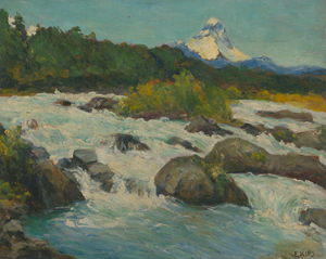 Lot 6253, Auction  119, Deutsch, um 1910. Bergbach mit Blick auf das Matterhorn