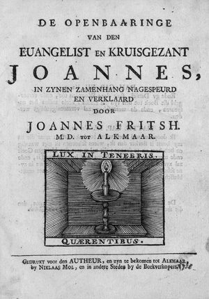 Lot 1157, Auction  120, Fritsch, Joannes, De openbaaringe van den euangelist en kruisgezant Joannes