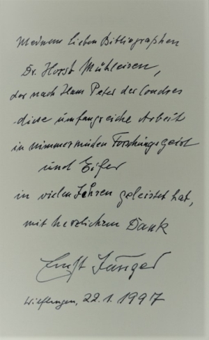 Lot 2995, Auction  120, Mühleisen, Horst und Jünger, Ernst, Bibliographie der Werke Ernst Jüngers (mit Widmung von E. Jünger) und Beigaben