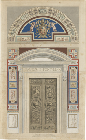 Lot 5339, Auction  120, Ottaviani, Giovanni, Wandaufriss mit Portal, Rahmung und Lünette