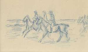 Lot 8062, Auction  120, Liebermann, Max, Skizzen zu "Effi, Innstetten und Crampas beim Ausritt am Strand"