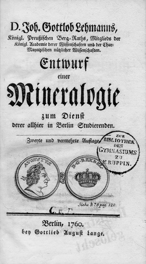 Lot 244, Auction  121, Lehmann, Johann Gottlob, Entwurf einer Mineralogie 