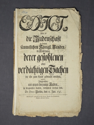 Lot 321, Auction  121, Preußische Edikte, Konvolut von drei Edikten, die Judenschaft betreffend