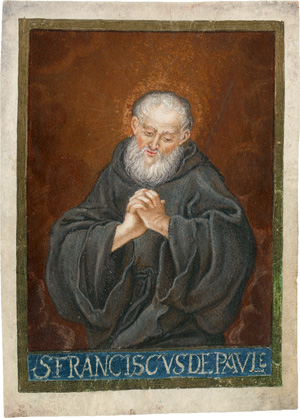 Lot 2291, Auction  121, S. Franz von Paola, Andachtsbild in Gouachemalerei auf Pergament 