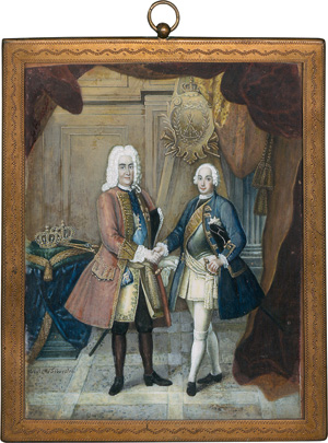 Lot 2300, Auction  121, Silvestre, Louis de, (nach) Doppelporträt. Die Verbrüderung der Könige Friedrich Wilhelm 1. von Preußen und August II von Pohlen 