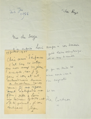Lot 2362, Auction  121, Cocteau, Jean, 1 Brief, 1 Postkarte