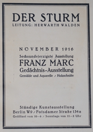 Lot 3334, Auction  121, Marc, Franz, Gedächtnis-Ausstellung, November 1916