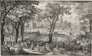 Lot 5452, Auction  121, Bruyn, Nicolaes de, Fröhliche Gesellschaft in einem Wald in der Nähe eines Schlosses
