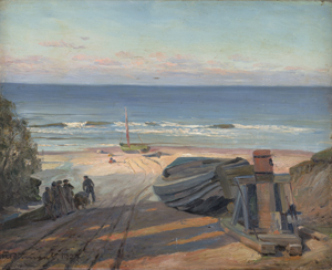 Lot 6188, Auction  121, Rumpel, Karl Friedrich Ernst, Fischer mit Booten am Strand von Usedom