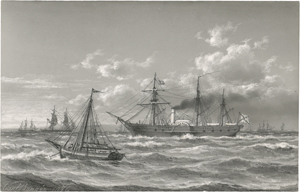 Lot 6802, Auction  121, Baagøe, Carl Emil, Russisches Dampfschiff vor der Küste von Helsingør